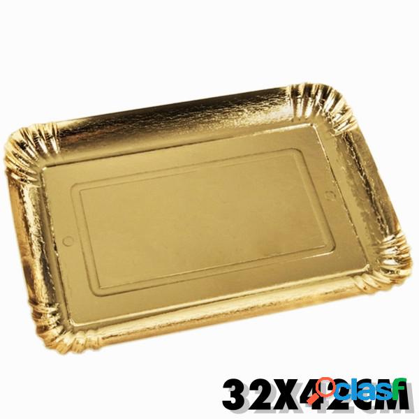 Trade Shop - Set 5 Pz. Vassoi Porta Sotto Torta 32x42cm Oro