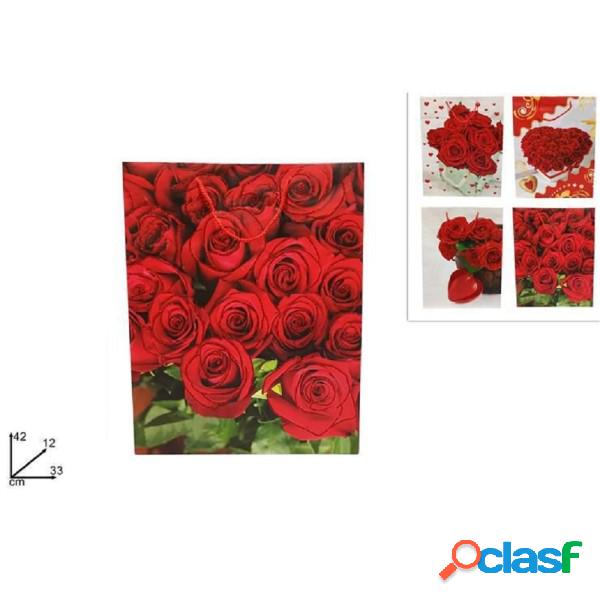 Trade Shop - Set 6 Pezzi Buste Da Regalo Con Rose 42x33x12cm