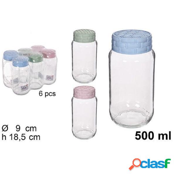 Trade Shop - Set 6 Pz Contenitore Barattolo Vetro Con
