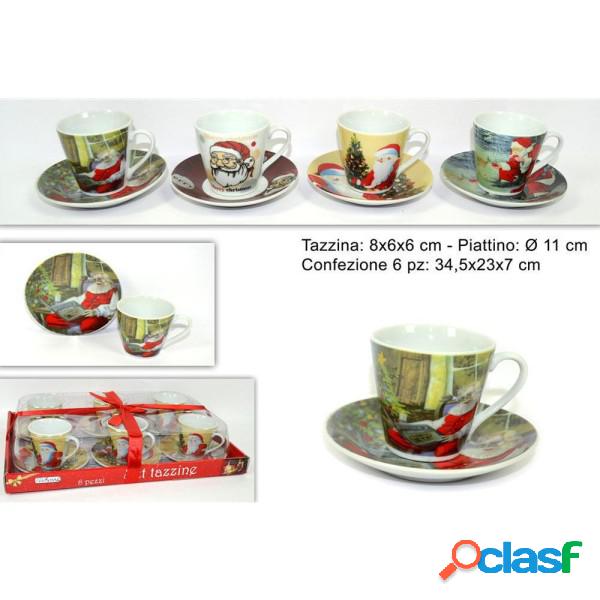 Trade Shop - Set 6 Tazzine Tazze Caffè Con Piattini