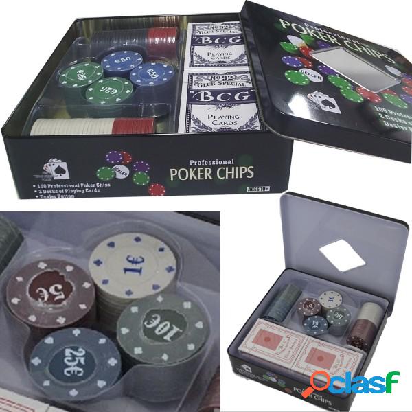 Trade Shop - Set Kit Cofanetto Poker Texas Holdem 100 Fiches