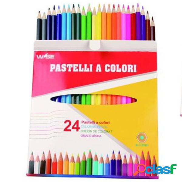 Trade Shop - Set Pastelli Colorati 24 Pz. Matite In Legno