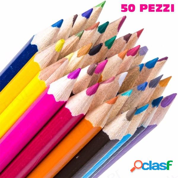 Trade Shop - Set Pastelli Colorati 50 Pz. Matite In Legno