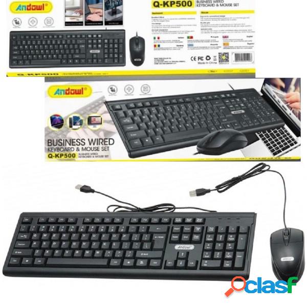 Trade Shop - Set Tastiera Mouse Cablati Cavo Usb Q-kp500