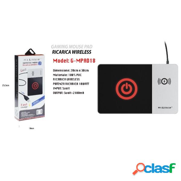 Trade Shop - Tappetino Mouse Con Caricabatterie Wireless 10w