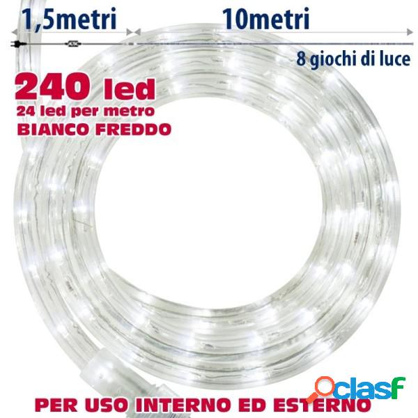 Trade Shop - Tubo Luminoso Natalizio 10 Metri Led Bianco