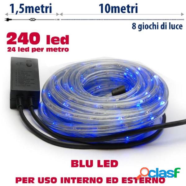 Trade Shop - Tubo Luminoso Natalizio 10 Metri Led Blu Con