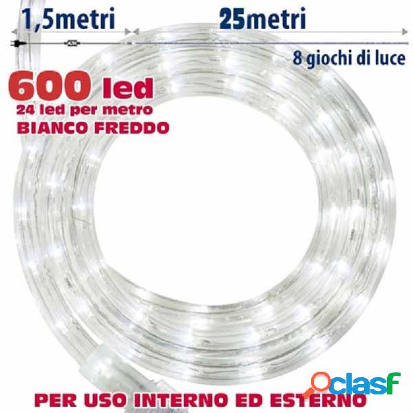 Trade Shop - Tubo Luminoso Natalizio 25mt Led Bianco Freddo