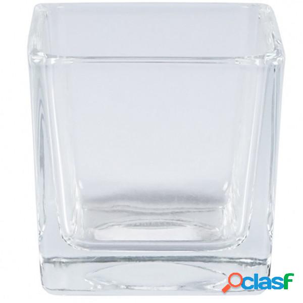 Trade Shop - Vaso Cubo 10x10x10 Cm Cristallo Vetro Candele