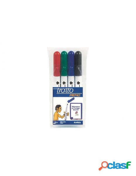 Tratto - marcatore tratto memo per lavagne bianche blister 4