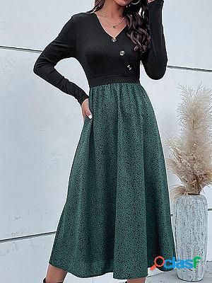 Trendy Long Sleeve Resort Panel Maxi Dresses