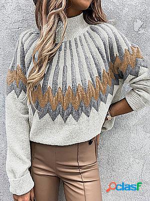 Turtleneck Casual Loose Jacquard Sweater Pullover