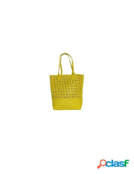 Twin set - twinset borsa shopping motivo laserato giallo