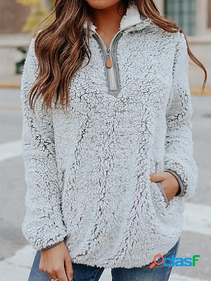 Two-pocket Suede Warm Long-sleeved Sweatshirt