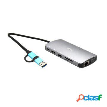Usb 3.0 usb-c/thunderbolt 3x display metal nano dock with