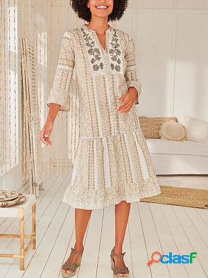 V Neck Loose Ethnic Boho Shift Dresses