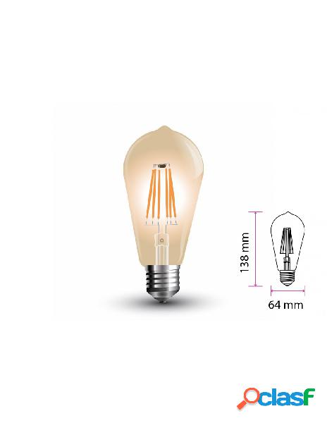 V-tac - lampada filo led a filamento e27 st64 6w bianco