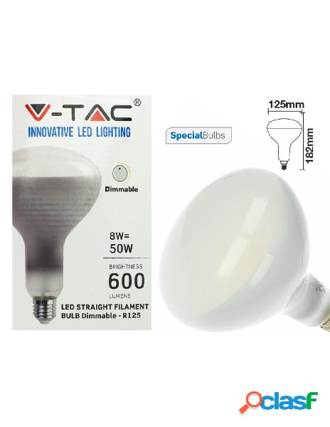 V-tac - lampada led filamento e27 r125 riflettore 8w caldo