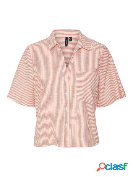 VERO MODA camicia cropped VMJILY ARANCIO/BIANCO