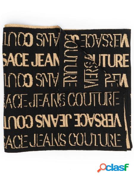 VERSACE JEANS COUTURE Sciarpa con logo all over Nero/Oro