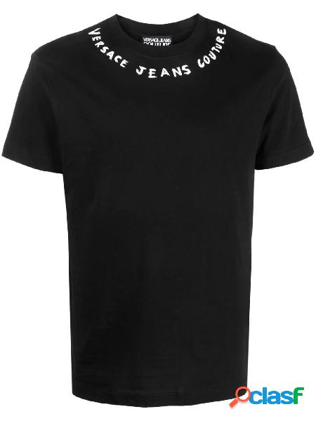 VERSACE JEANS COUTURE T-shirt Logo collar ricamato Nero