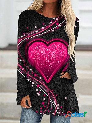 Valentines Day 3d Printed Long Loose Pullover Long sleeve