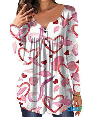 Valentines Day Fashion Tops Heart Long Sleeve T-shirt