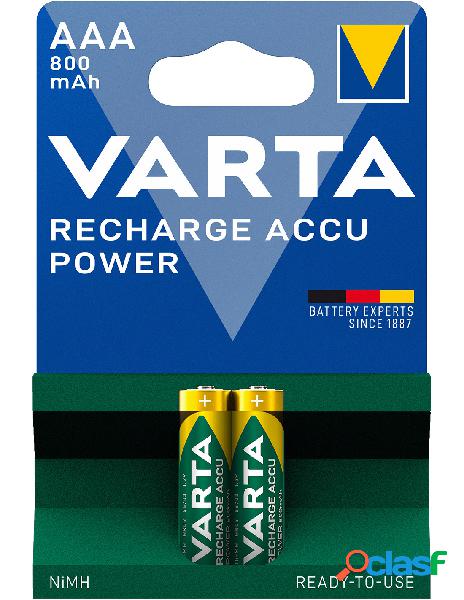 Varta - blister 2 batterie ricaricabili mini stilo aaa 800