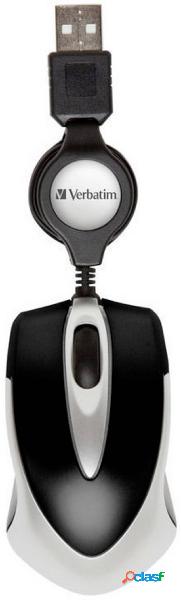 Verbatim Go Mini Mouse USB Ottico Nero, Metallico 3 Tasti