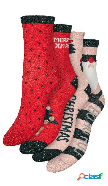 Vero Moda set di calzini natalizi da donna colore Rosso/Rosa