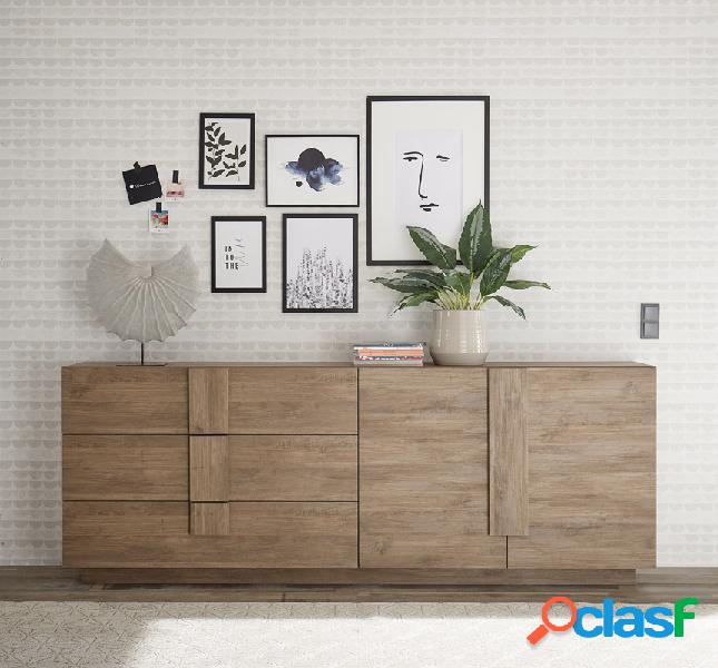 Vissy - Credenza soggiorno in legno con ante e cassetti cm