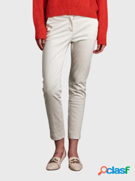 WHITE WISE Pantaloni a vita bassa in rasatello di cotone
