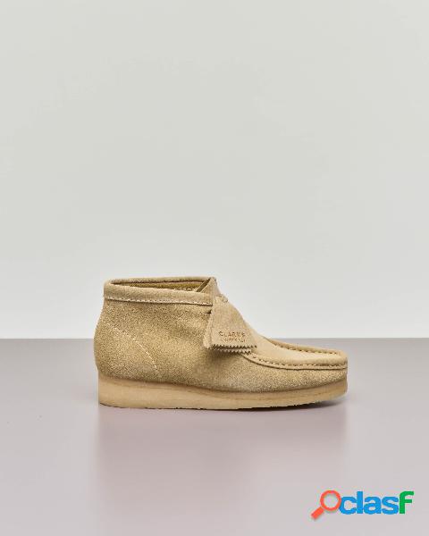 Wallabee Boot in pelle scamosciata color acero con suola in