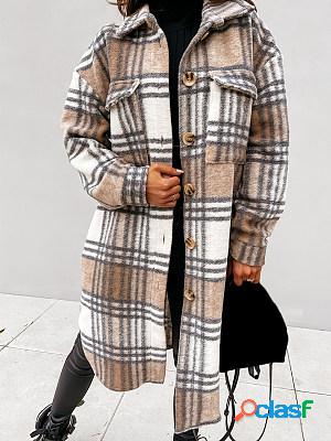 Winter Fashion Plaid Woolen Long Coat