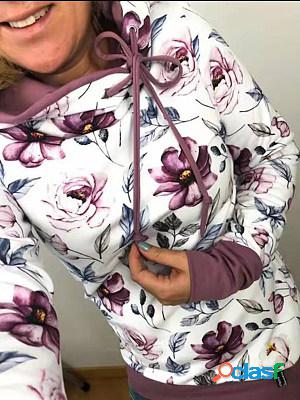 Women Casual Floral Printed Hoodie