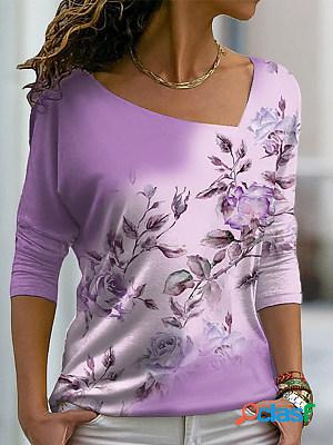 Women Casual Floral Printed Long Sleeves T-shirt