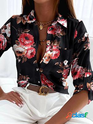 Women Casual Long Sleeves Printed Blouses