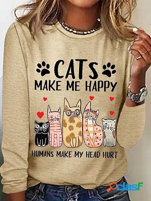 Women Casual Long Sleevs Printed T-shirt
