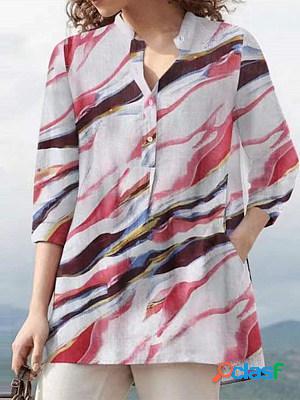 Women Casual Printed V-Neck Blouse