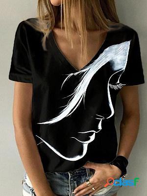 Womens Abstract Portrait Painting T-shirt