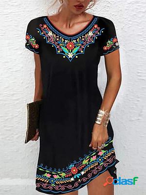 Womens Bohemian Print Short Sleeve Dress