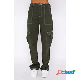 Women's Cargo Pants Jeans Denim Black Dark Green Fashion
