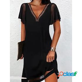 Women's Casual Dress Lace Dress Mini Dress Black Pure Color