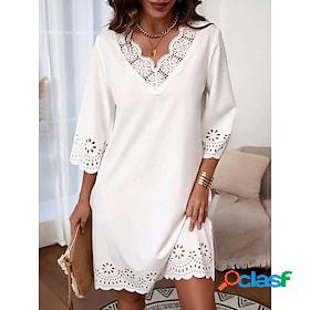 Women's Casual Dress Plain Lace Dress Summer Dress V Neck