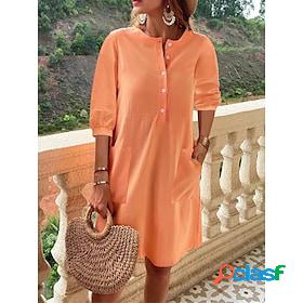 Women's Casual Dress Plain Shift Dress Summer Dress Crew