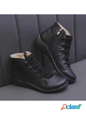 Women's Fashion Solid Color Side Zipper Boots
