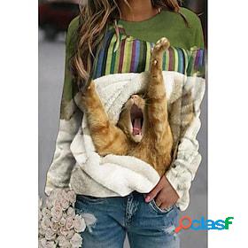 Womens Hoodie Sweatshirt Cute Casual Red Green Beige Cat Dog