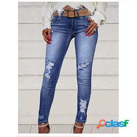 Womens Jeans Skinny Denim Dark Blue Casual Daily Pocket