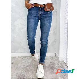 Womens Jeans Skinny Distressed Jeans Jeggings Denim Blue