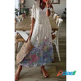 Women's Long Dress Maxi Dress Casual Dress White Half Sleeve